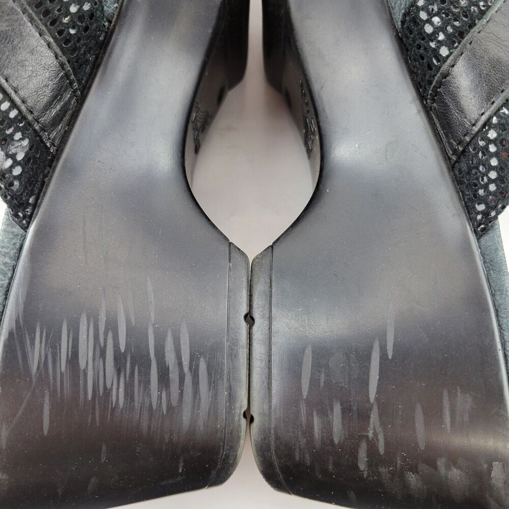 Dansko Wedge Sandals Jessie Size 41 10.5-11 Black Lizard Leather‎ Slip On Buckle - Picture 10 of 13